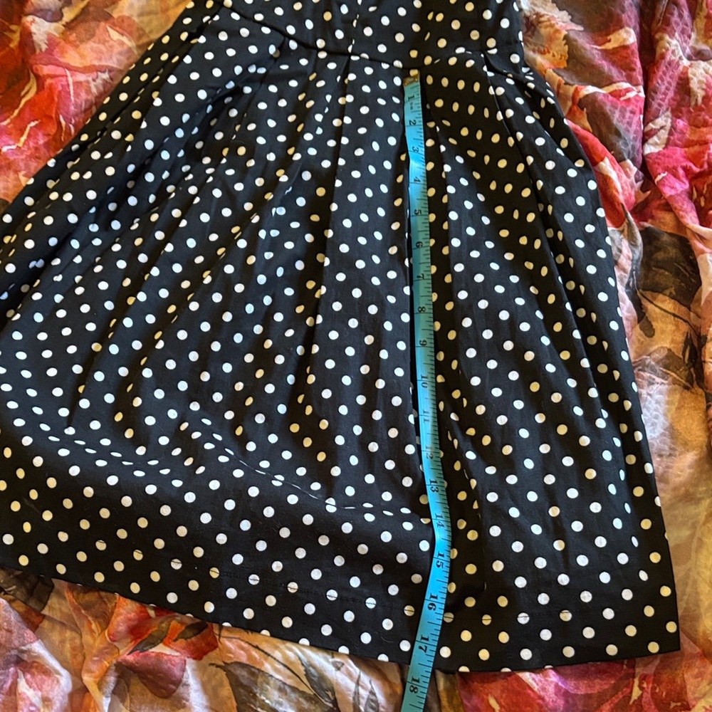 Cute Pinup Rockabilly Black and White Polka Dot A Line Dress with Red Trim - Picture 16 of 16